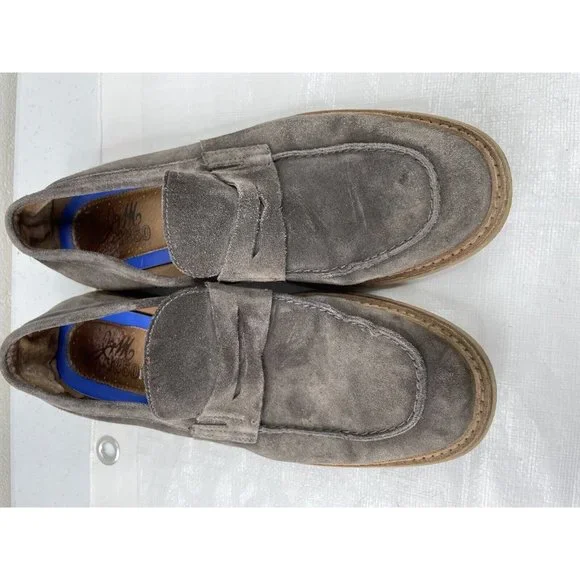 J&M 1850 Men's Grey Suede Loafers Size 10